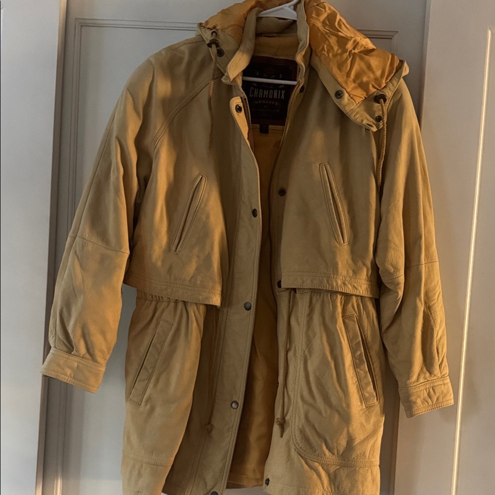 Women's tan leather  Utility Jacket
